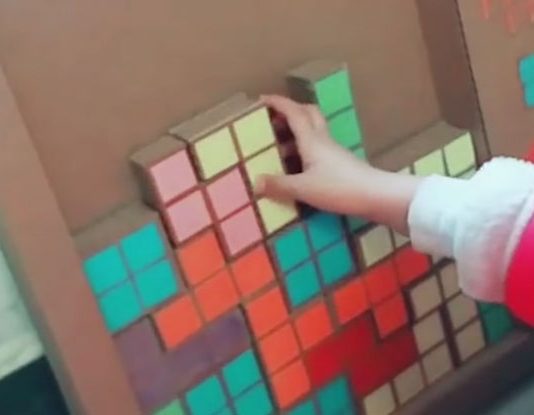 cardboard toy tetris