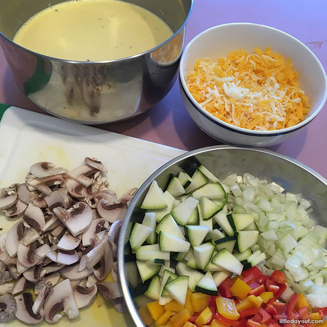 Crustless Veggie Mushroom Cheese Quiche - Ingredients