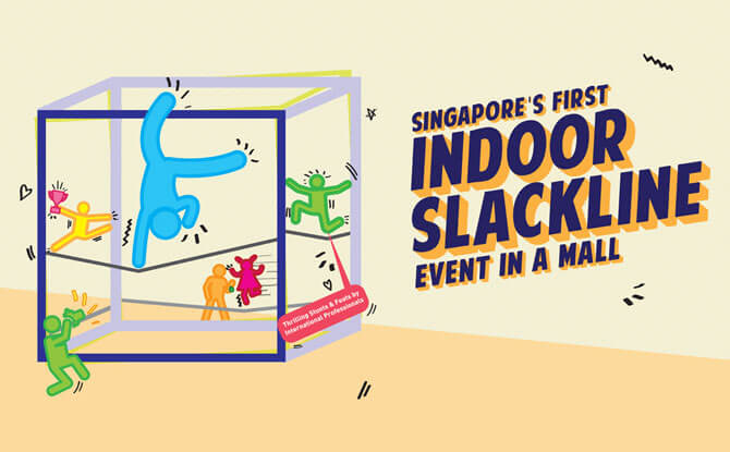 Singapore's First Indoor Slackline Event in a Mall -HarbourFront Centre in June 2018