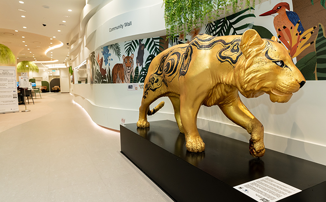 Golden Tiger Sculpture Unveiled At Choa Chu Kang Public Library