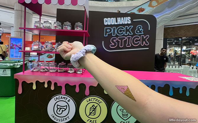 temporary tattoo and sticker stations.