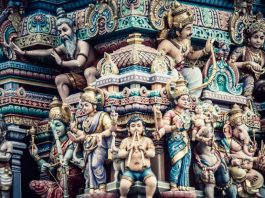 Ornaments of a Hindu temple in Singapore