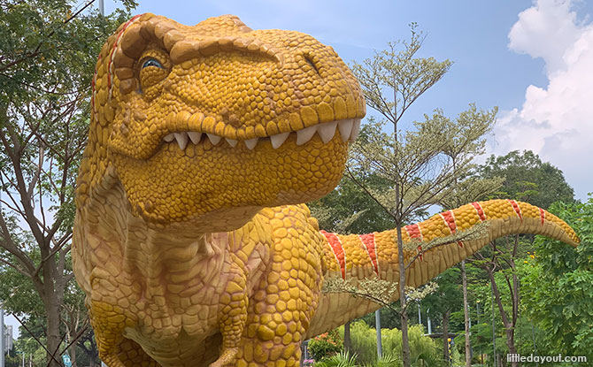 Huge T-rex And Other Dinosaurs Spotted Along Changi Airport Connector, Near HUB & SPOKE