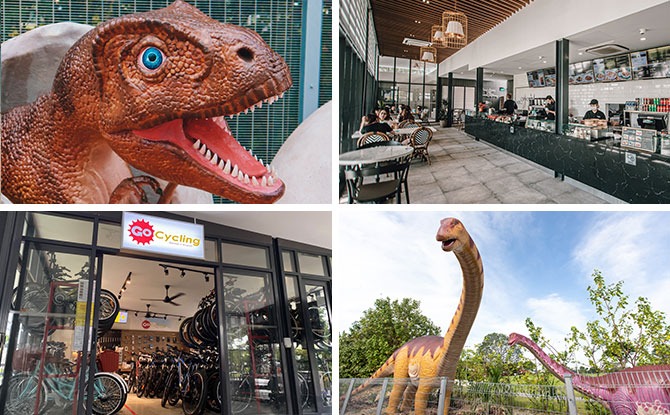 Changi Jurassic Mile And Changi Airport Connector: Dinosaur Walk, Cafe & Bike Rentals