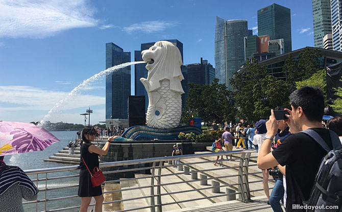 Posing at the Merlion Park