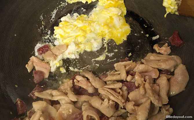 Simple Home-cooked Recipe: Easy Chicken Fried Rice - Frying in Progress