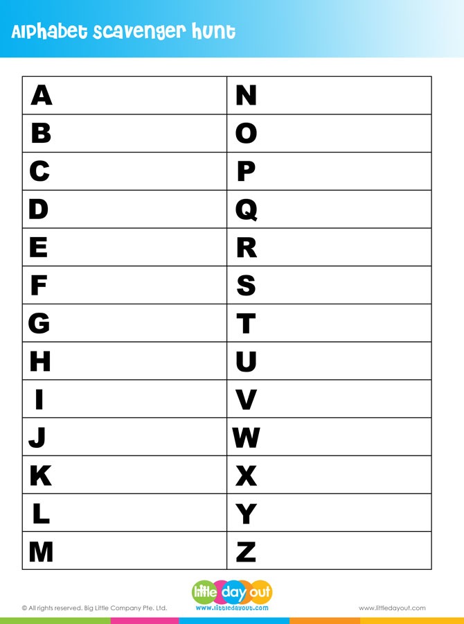 Alphabet Scavenger Hunt: Assigned Words