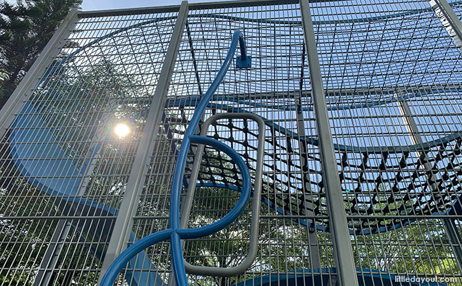 Climbing at the Bukit Batok East Playground