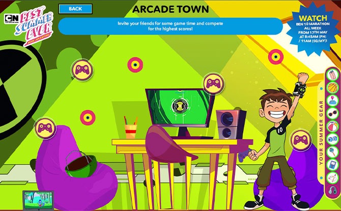 Cartoon Network's Best Summer Ever: Fun With 150 Home-Based Activities & Prizes To Be Won 5 Games in Arcade Town with Ben 10