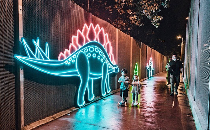 Neon light up dinosaur