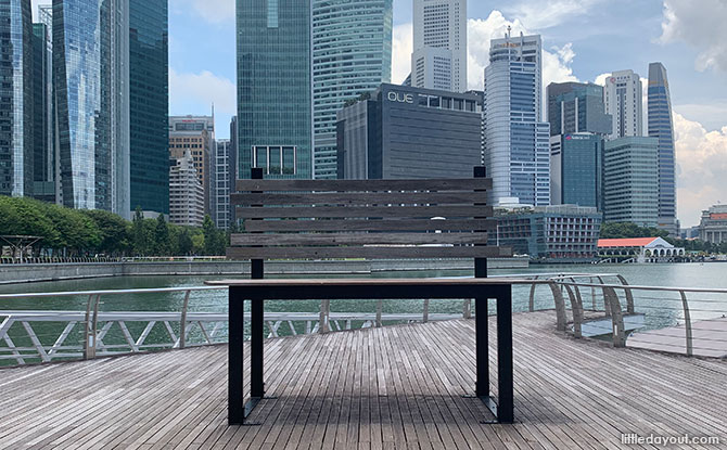 The Big Wooden Bench at Marina Bay