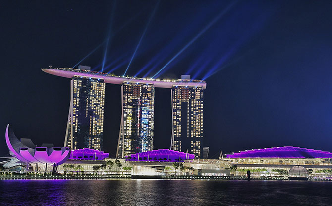 Singapore Landmarks Light Up Purple & Yellow In Solidarity With The Dementia Community