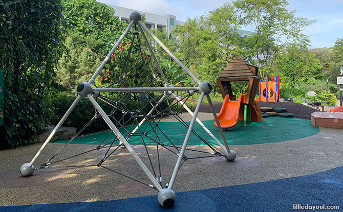 Playing at the Recycled Playground - Mini Mars Pyramid Playground at HortPark