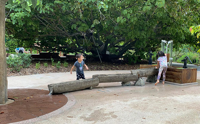 Playing at the Photosynthesis Water Play Area, Jacob Ballas Children's Garden