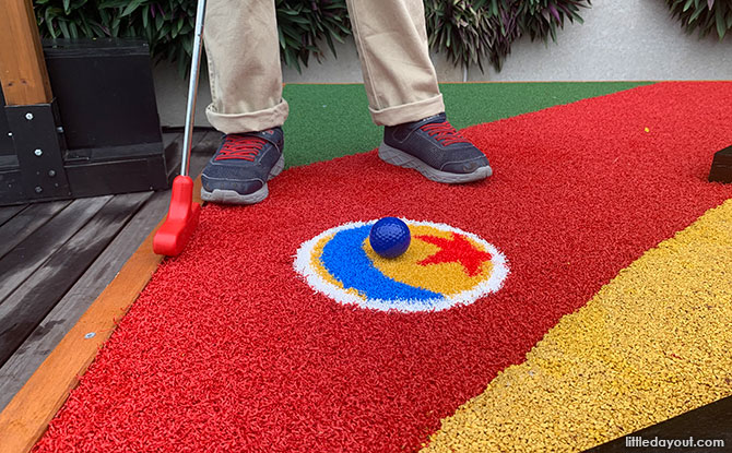 Start of each hole at Pixar Putt