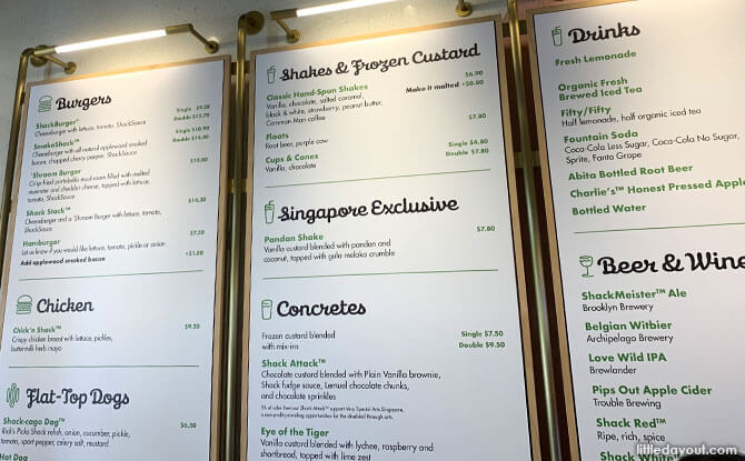 Menu at Shake Shack Neil Road Tanjong Pagar