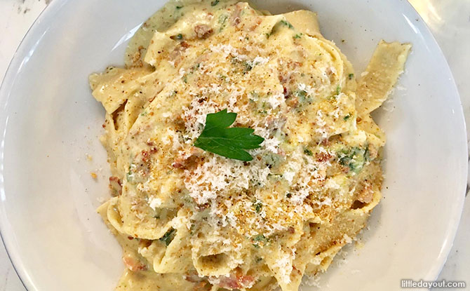 Carbonara with Handmade Pappardelle