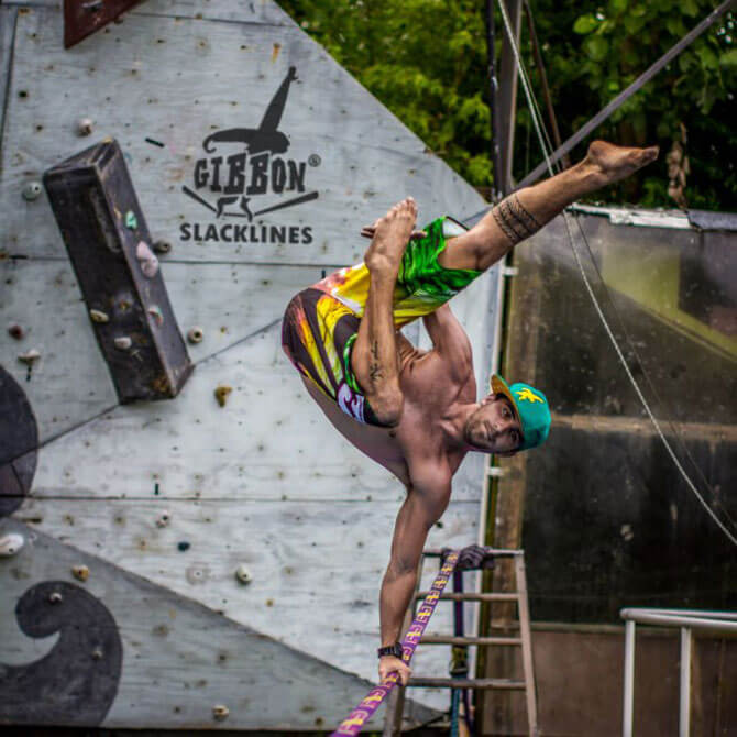 Slackline performances at Harbourfront Centre in June 2018