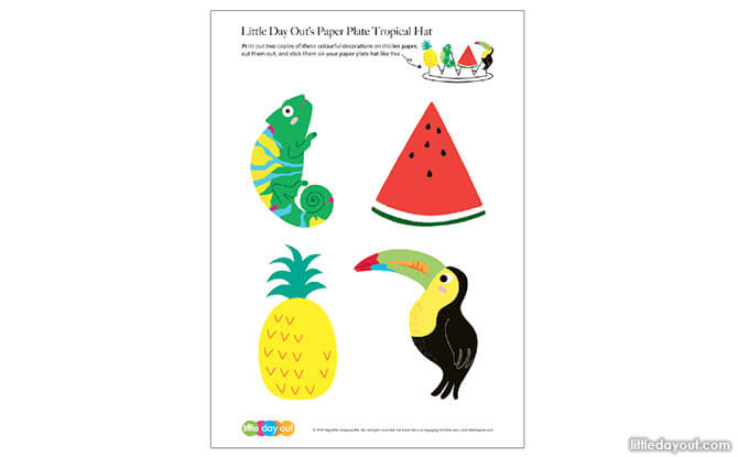 Paper Plate Tropical Hat Craft Downloadable Printable