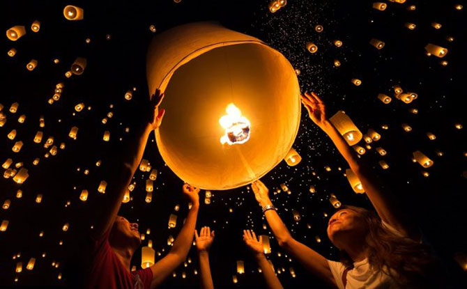 Traditional sky lanterns.