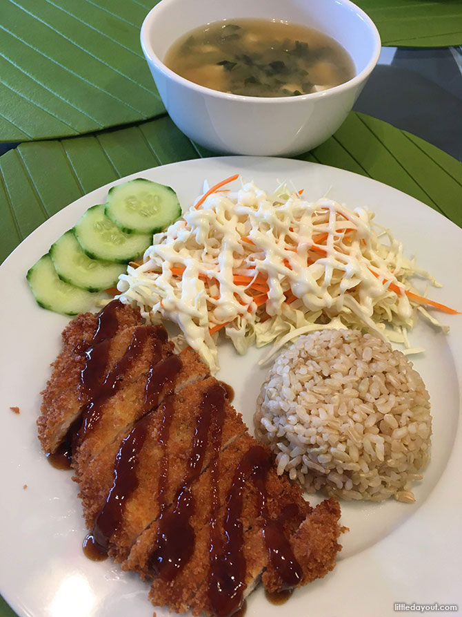 Japanese Tonkatsu and Miso Soup with Cabbage Salad