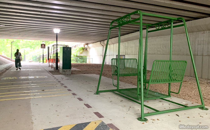 Swings Hidden Under the Bridge along the Park Connector 