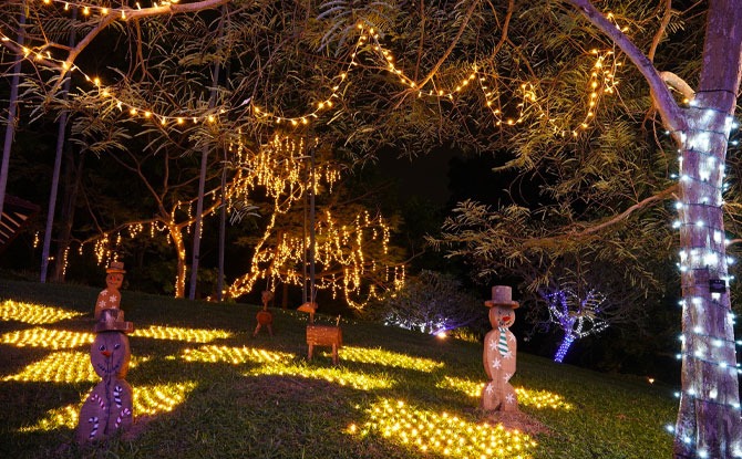 Wooden Snowmen at Reindeer at Fort Canning