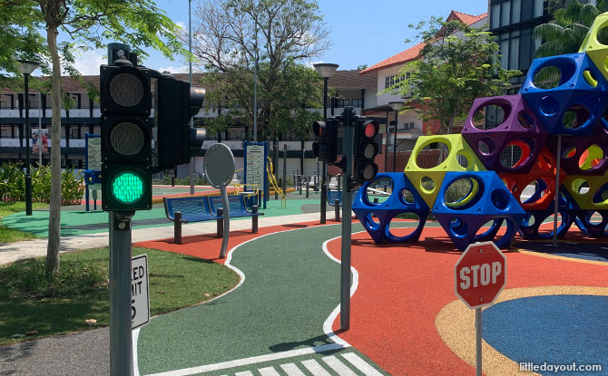 Traffic lights at the La Salle street playground in Kampung Siglap