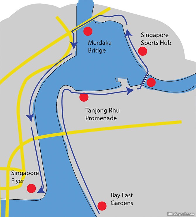 Around the Kallang Basin: Singapore Sports Hub, Merdaka Bridge and F1 Pit Building