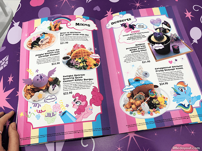 My Little Pony Pop-Up Café Menu