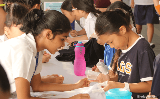 Interactive booths where MGS girls experienced what it is like for people with disabilities.