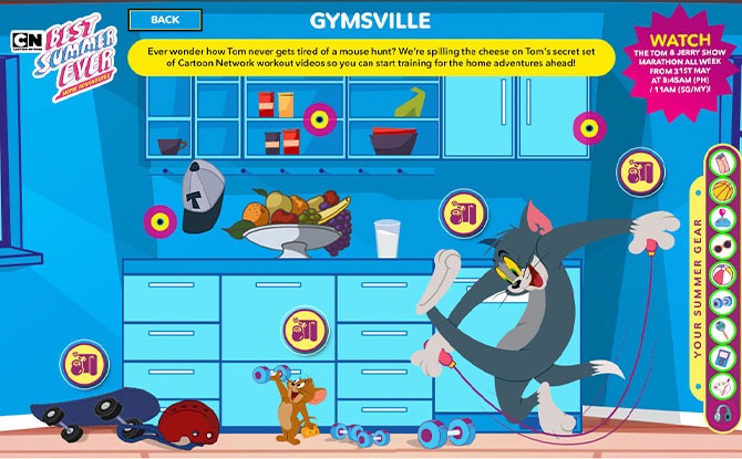 Cartoon Network's Best Summer Ever: Fun With 150 Home-Based Activities & Prizes To Be Won 3 Movement in Gymsville with Tom and Jerry