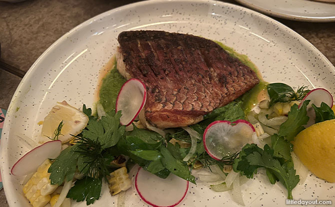 Pan-roasted slab of Sustainably farmed Barramundi