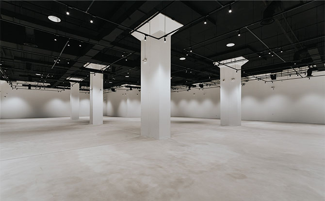 two expansive climate-controlled gallery spaces