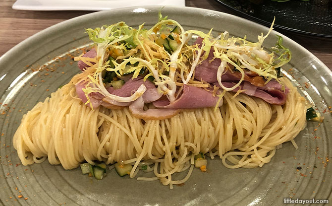 Warm Angel Hair Pasta with Smoked Duck Carpaccio