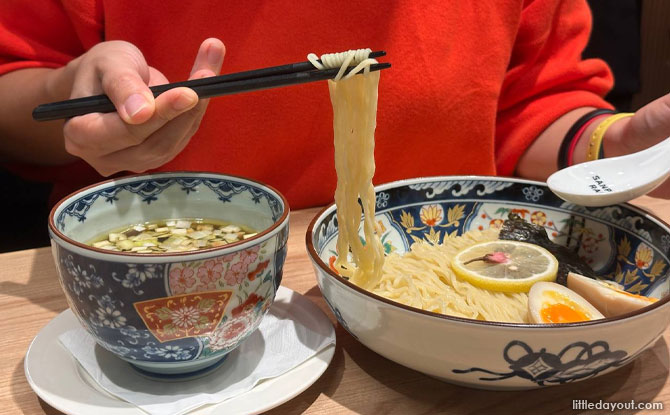 This three-step approach of tasting, dipping, and sipping offers a slightly different way to experience ramen