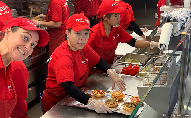 Burgers at Five Guys Singapore