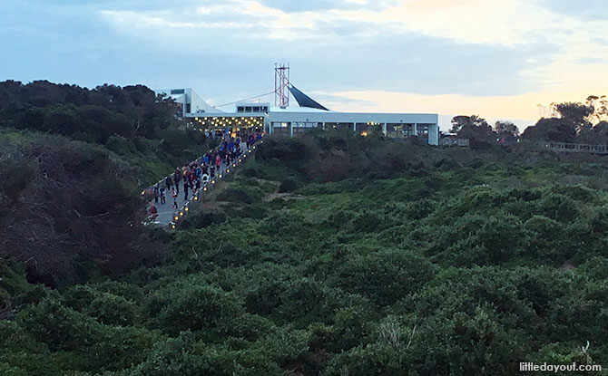 A view of the Phillip Island Penguins Visitor Centre and Boardwalk.