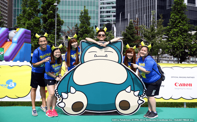 A life-sized Snorlax cut-out at the Pokémon Garden