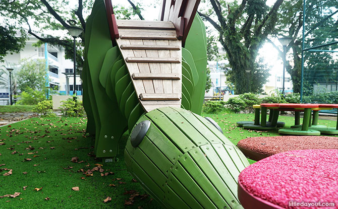 Climb over the Stegosaurus, Fu Shan Garden Woodlands