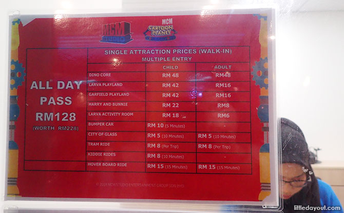 Prices at the MCM Theme Park