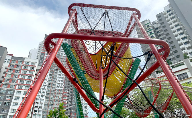 Climbing up the Senja Woods Playground