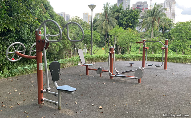 Fitness equipment at Sunset Way Park