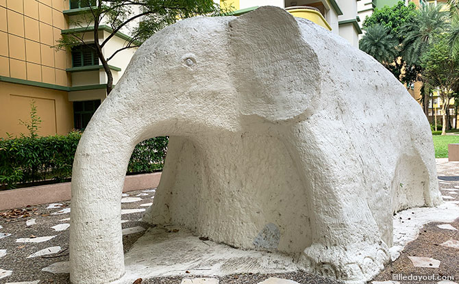 Elephant sculpture in the playground