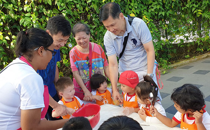 Parents and grandparents get involved with activities at MindChamps PreSchool