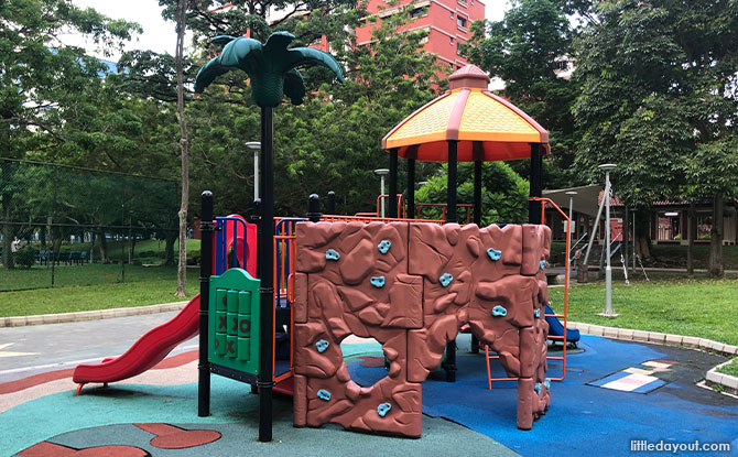 rock-climbing wall that is textured to resemble actual rocks