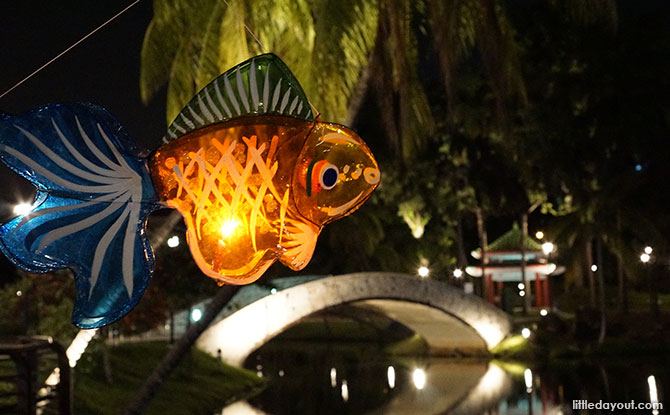 Enjoying traditional cellophane lanterns in Singapore