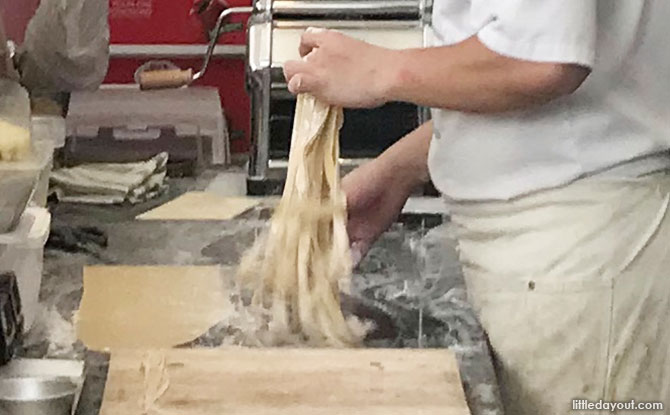 Pasta being prepared at Strong Flour Singapore, Katong V