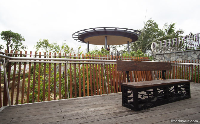 Pavilion and seating areas at Rower's Bay.