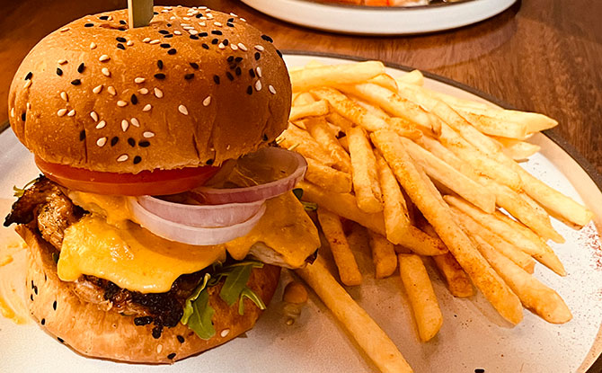 Salted Egg Chicken Burger